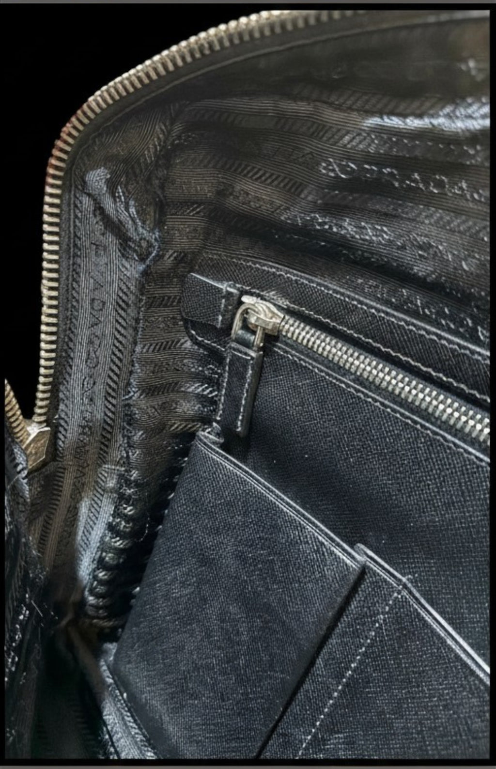 Prada Saffiano Leder Aktentasche Schwarz