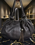 Furla Vintage Hobo Slouch Umhängetasche Dunkelbraunes Leder