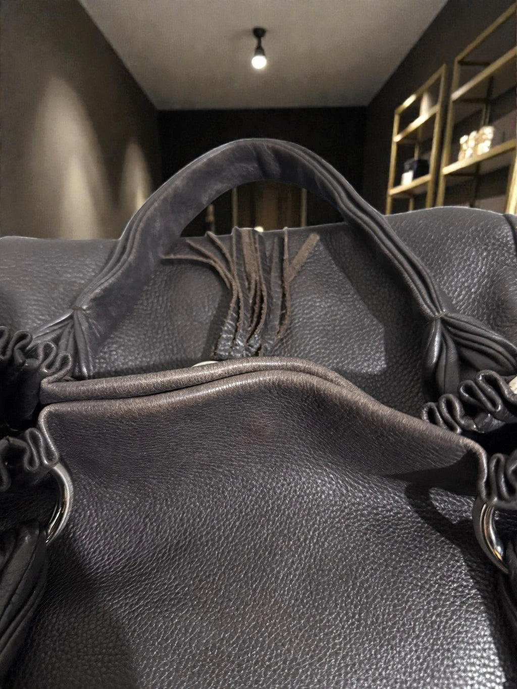 Furla Vintage Hobo Slouch Umhängetasche Dunkelbraunes Leder
