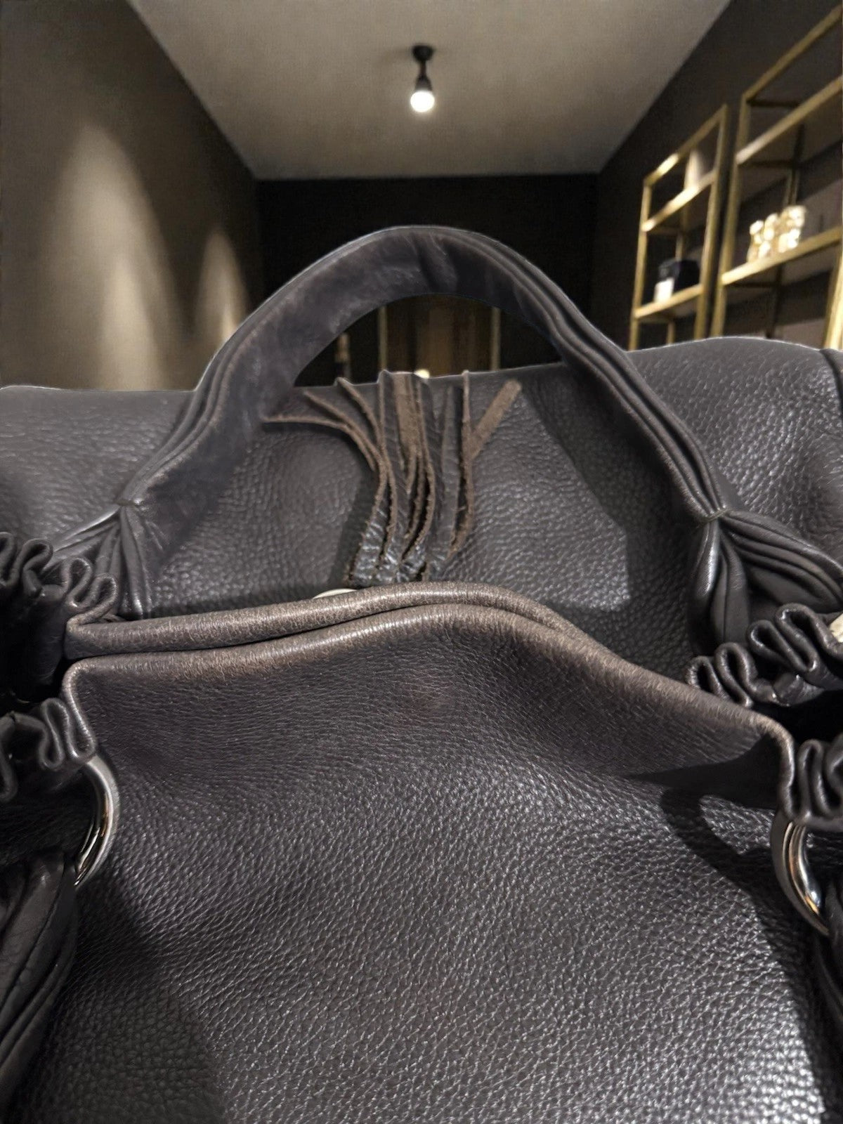 Furla Vintage Hobo Slouch Umhängetasche Dunkelbraunes Leder