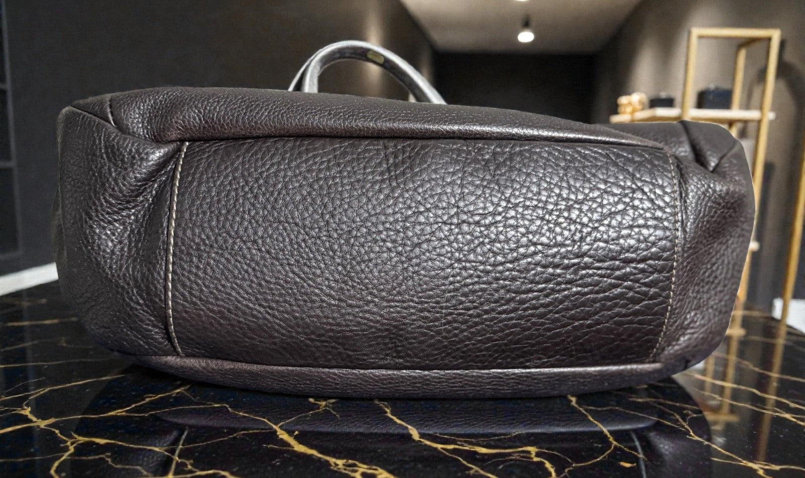 Furla Vintage Hobo Slouch Umhängetasche Dunkelbraunes Leder
