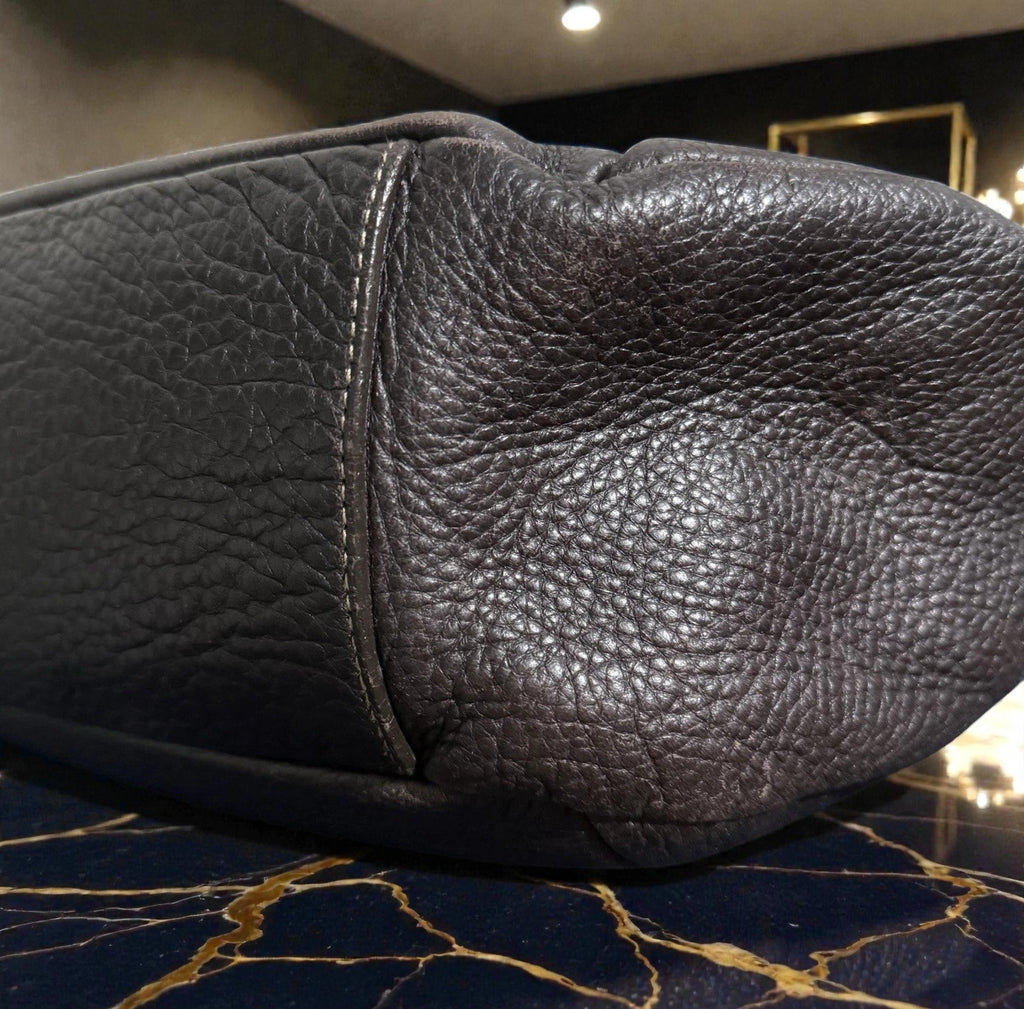 Furla Vintage Hobo Slouch Umhängetasche Dunkelbraunes Leder