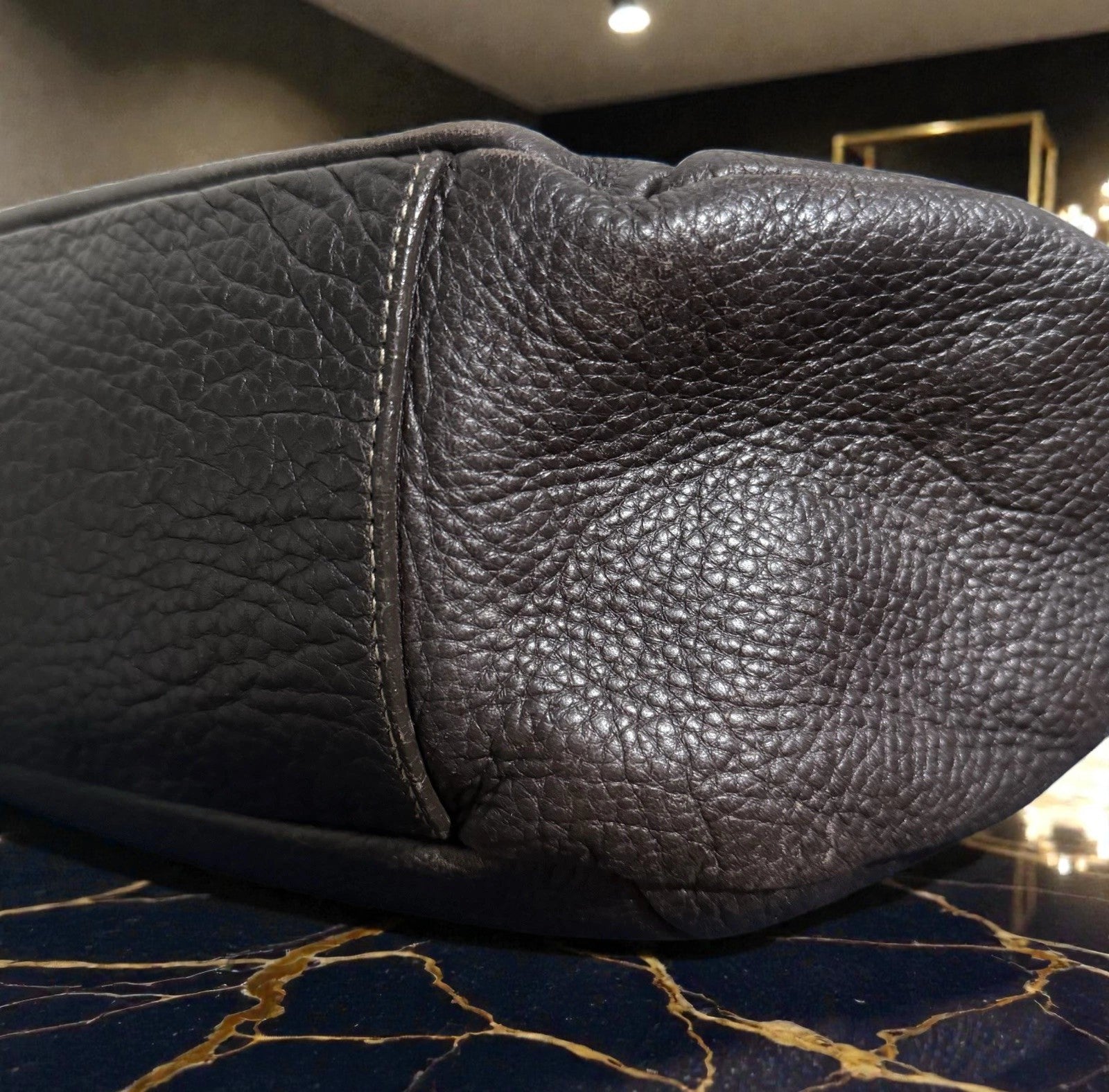 Furla Vintage Hobo Slouch Umhängetasche Dunkelbraunes Leder
