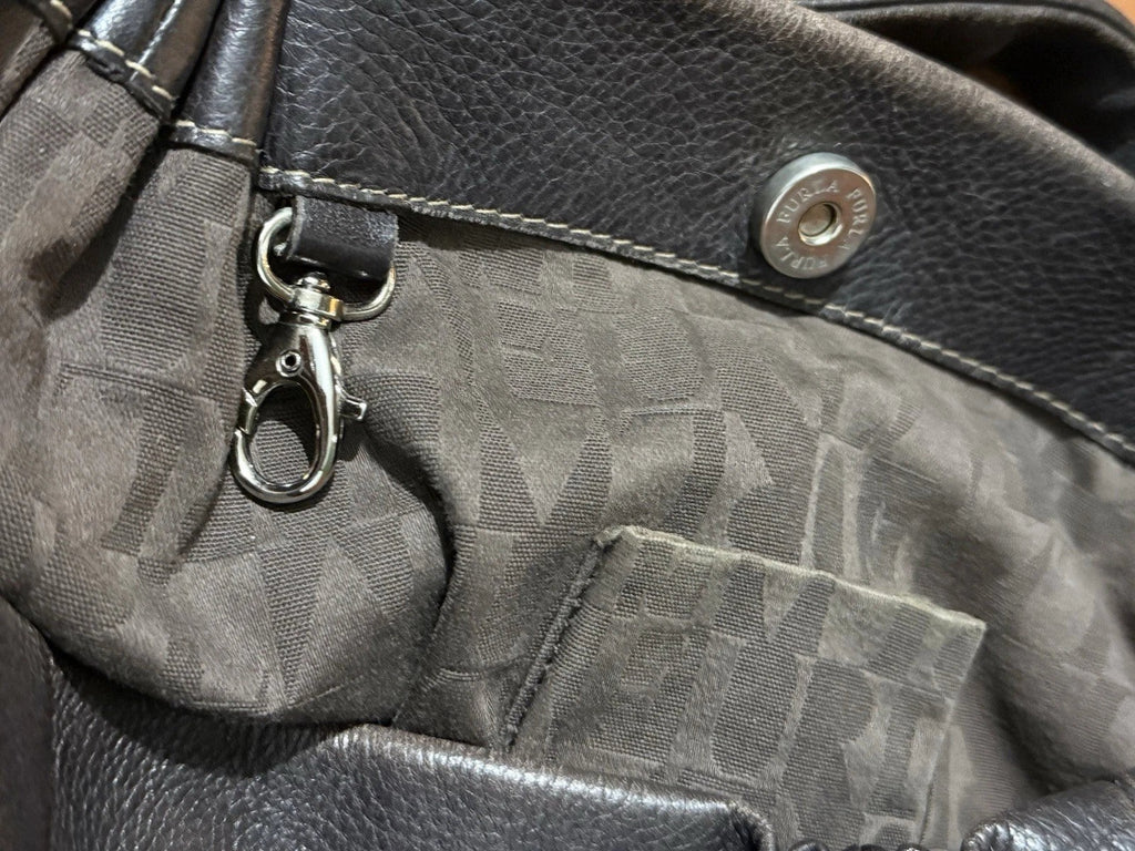 Furla Vintage Hobo Slouch Umhängetasche Dunkelbraunes Leder